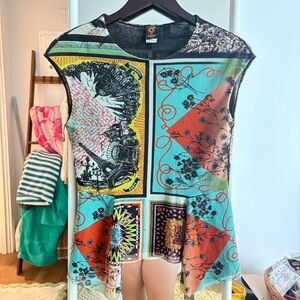 Jean Paul Gaultier soliel vintage Turquoise and Rust Patchwork Sleeveless Top